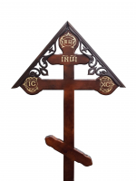 Деревянный крест "Резной с крышкой" Тёмный