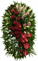 ВЕНОК "АНТУРИУМ" (1.6м) (антуриум,розы, лилии, астромерия)