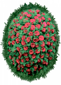 ВЕНОК «РОЗА» С ЖИВЫМИ ЦВЕТАМИ (1.6м) (роза, гипсофилл или аспарагус)