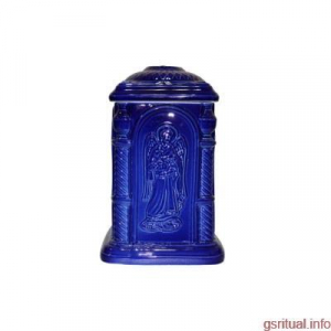 Урна для праха керамическая (прямоугольная, синяя с ангелом)