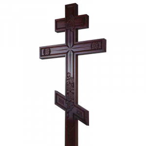 Крест сосновый - цветы 120мм (темный)