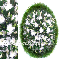 Венок из белых лилий и хризантем №80, 120 см