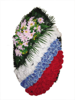 Венок ритуальный из искусственных цветов с искусственной хвоей №5007
