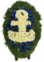 Венок ритуальный из живых цветов с якорем №3334